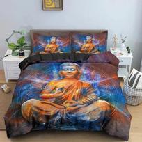 Buddha Bedding Set 3D Bodhisattva Duvet Cover Set Single Double Queen Size Home Textile Gifts for Buddhist Duvet Cover Set&EU Single(135x200cm)