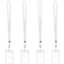 4Pieces Lanyards for Neck with 4 Card Holder Clear Water Resistant Card Holder and Lanyard Vertical Name Badge Holder balta