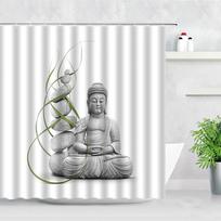 Buddha Shower Curtain Hook Fabric Cloth Bath Decor Bathroom Accessories Set Polyester Washable W60H190(CM)-1 Pcs
