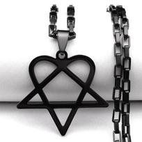 Hip Hop Rock Music Him Heartagram Star Heart Necklace for Women Men Stainless Steel Black Metal Band Goth Punk Chain Jewelry