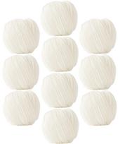 Raw Wool Bamboo Worsted 25g White Yarn, 10-Ball Set, Acrylic, Weight, (approx. 55m), 1.