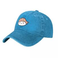Cute Sushi Design Washed Canvas Baseball Cap with Adorable Kawaii Fish Pattern for Casual Fashion and Daily Wear