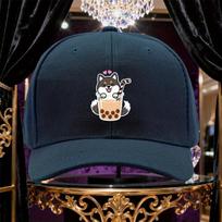 Shiba Inu Bubble Tea Baseball Cap Cute Cartoon Dog Graphic Adjustable Trucker Hat One Size