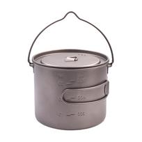Oem Polar Outdoor Titanium Pot Coffee Hiking Camping Accessories Cookware Hanging Pan Cooking Cup Pot With Portable Bag Dinnerware Sets pilka spalva