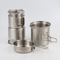 304 Stainless Steel Cookware Set for Camping Pot with Wood Stove balta
