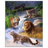 Tigro Liūtas Leopardas 5D „pasidaryk pats“ deimantų piešimas gyvūnams visiškai apvalus deimantinis siuvinėjimas 20X30CM