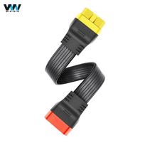 16 kontaktų kištukinis ir moteriškas OBD OBD2 OBDII prailginimo kabelis, benzino dyzelino diagnostikos įrankis OBD2 plokščias 36 cm 24 awg jungtis
