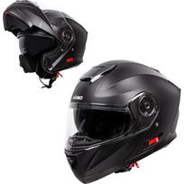 Atverčiamas motociklininko šalmas W-TEC Cullo - Matinė juoda