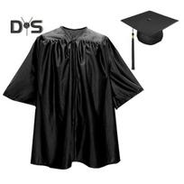 1 rinkinys Unisex Vaikų baigimo chalatas ir kepurė Priekinis užtrauktukas Laisvas kutas Metų žyma Mokinys Darželio baigimo ceremonijos chalatas Kepurė Kutų rinkinys M juoda