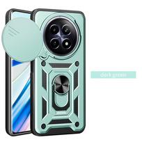 Šarvuotas dėklas Realme 13 12 Pro 5G 12 Pro+ Plus dangtelis, apsauga objektyvui su žiedu, magnetinis laikiklis, Coque Fundas Capa Realme 12 Pro Plus žalia