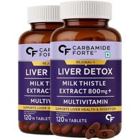 Carbamide Forte Liver Detox Supplement With Milk Thistle Extract 800Mg 120 Veg Tablets X Pack Of 2 For Men And Women