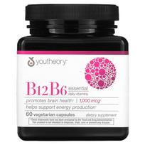 Youtheory, B12 B6, essential daily vitamins, 1,000 mcg, 60 veggie capsules