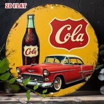 Vintage Metal Tin Sign Retro Coca Cola Wall Art Round 8 Inch Aluminum Decor 20x20 įvairiaspalvis