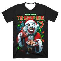 Terrifier 3 marškinėliai Siaubo filmų festivalio atributika Juodi marškinėliai Moterims Vyrams Apvalus kaklas Trumpomis rankovėmis Streetwear 3D drabužiai Poliesterio pluoštas XXS
