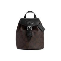 Kuprinė Coach Amelia 16 su sidabro logotipu, atsegama sagtimi ir užtrauktuku, klasikinio monogramos drobinio audinio ir lygios odos, moteriška, juoda ruda CL458-SVBRB Basic Set (Bag+Dust Bag)