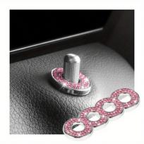 4pcs Universal Car Door Lock Rhinestone Stickers, Shiny Pink Diamond Door Bolt Covers For Auto Interior United States gray