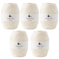 Raw Wool Paper Extra 30g Made in Set of 5 White Yarn, Thick, (approx. 77m), 100% Paper, Japan, Balls, 11.