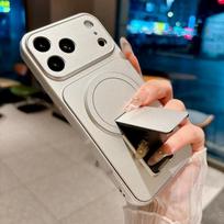 For Magsafe Magnetic Luxury Folding Stand Matte Phone Case For iPhone Air 17 16 E 15 14 Plus 13 12 17 Pro Max Lens Protect Cover iPhone Air sidabras