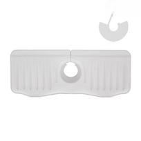 Kriauklės maišytuvo išleidimo kilimėlis, didelis, prailgintas, storas silikoninis išleidimo džiovinimo kilimėlis, laikymo kilimėlis waterproof pad + rim balta