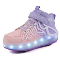 Children's Four-wheel Roller Skates Magic Soles Casual Spring 2025 Sports Shoes Breathable Autumn Season Girls' Charging Shoes 29