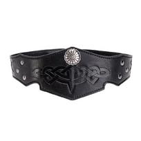 Medieval Leather Circlet Headband Adjustable Embossed Leather Headpiece Men Halloween Costume for Role Playing