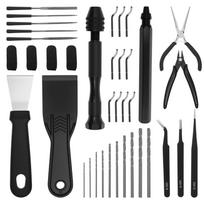 38 Pcs 3D Printer Tool Kit Portable 3D Model Grinding Tools with Deburring Tool Hand Drill Needle Files Scraper for Art Creation
