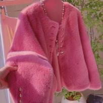 Light imitation mink autumn and winter fashion casual European mink fleece round neck fur jacket mink fleece short temperament small size 80-57.5 kg rožinės rožinės spalvos