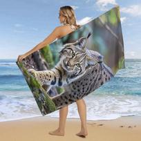 Cute Lynx pattern Beach Towel for Family stuffs friend Gift Quick-Dry Sand free For Bath Yoga Tourism Beach Camping Swimming GYM W40*H60(CM)