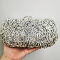 Women Crystal Evening Bags Green/Gold/Champagne Hard Metal Ladies Rhinestone Party Handbags DesignGirls Diamond Wedding Clutch