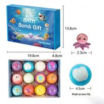 Children's Toy Bath Bombs Gift Set: 12x50g Bath Salt Balls with Hidden Ocean Toys 12*50g Bath Salt Balls with Ocean Toys Set
