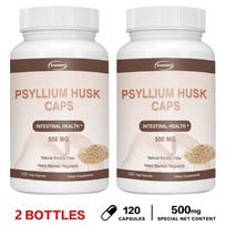 Psyllium lukštų kapsulės, 500 mg, natūralus maistinis skaidulas, lengvai įsisavinamas, tinka tiek vyrams, tiek moterims. 120*2