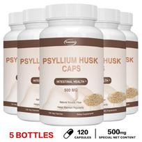 Psyllium lukštų kapsulės, 500 mg, natūralus maistinis skaidulas, lengvai įsisavinamas, tinka tiek vyrams, tiek moterims. 120*5