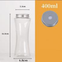 Baizi'en 400ml Disposable Plastic Milk Tea Bottles with Perforated Lids & Straws (50-Pack)