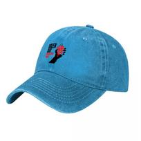 Guitar Pick Design Washed Canvas Baseball Cap with Bold Red and Black Logo for Music Lovers Casual Outdoor Wear Style