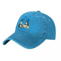Jesus and Buddha Dialogue Embroidered Washed Cotton Baseball Cap Unisex Adjustable Fit Vintage Style Hat for Everyday Wear
