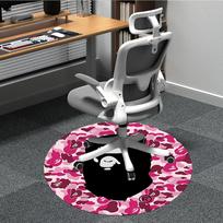 1 vnt. BAPE Camo apvalus biuro kilimas, neslystantis, minkštas ir patvarus biuro kilimas interjero dekoravimui, puikiai tinka biurui, graži dekoracija 80cm