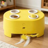 Jingzhou 3-in-1 Whack-A-Mole Electric Cat Toy geltona