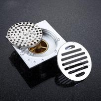Cheap Anti Odor Brass Square Shower Concealed Tile Trap Drainer Floor Drain With Grate Sump Cover for Kitchen Bathroom Balcony (Silver,Brass) sidabras