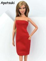Red Summer Dress For Barbie Doll Clothes Evening Dresses Vestido Jumper Skirt For Barbie Doll 1/6 Doll Accessories raudona