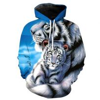 White Tigers Print Hoodies Unisex 3d Sweatshirts Personality Animal Streetwear S
