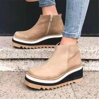Naujos Mados Žieminės Platformos Kulniuku Moteriški Batai Patogūs Aulinukai Batai Apvalus Pirštas 4cm Kulnas Užtrauktukas Storinimas Botas De Mujer43 37 chaki