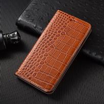 Krokodilo natūralios odos atverčiamas dėklas, skirtas Samsung Galaxy Note 5 7 8 9 10+ 20 Ultra Plus telefonui, verslo piniginės tipo dėklai Note 5 ruda
