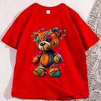 Tattered Teddy Bear T Shirt Printed Cotton Graphic T Shirts Cool Streetwear Men Women Tshirt Loose Round Neck Breathable Tops S