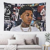 VIKAMA YoungBoy Never Broke Again Tapestry NBA YoungBoy Hip Hop Rapper Collage Wall Hanging for Fans Bedroom Dorm Decor 74x94cm(29x37in)