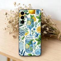 Vandenyno vyno taurė Citrinos spalvos telefono dėklas, skirtas Samsung S25, S24, S21, S22, S23, S30, Ultra, S20, Plus, Fe, Minkšto silikono juodas dangtelis Samsung S20ULTRA5G