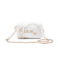 DIOR [customized cosmetic bag] Amber Moonlight Allure French Lazy Flower Pearl Elegant Hepburn Style Regular Velvet Cosmetic Bag gintaras