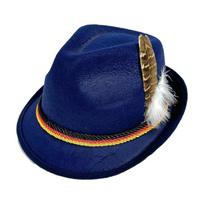 Fedora Hat Oktoberfest Hat Dress Up Costume Cosplay Cap Feather Decors Hat  Men Women blue