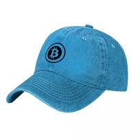 Bitcoin Logo Washed Canvas Baseball Cap Black Embroidered Design Classic Fit Adjustable Hat for Unisex and Women