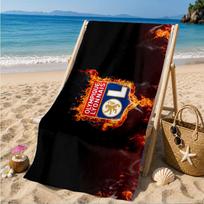 Olympique Football Crest Printed Microfiber Beach Towel, Soft And Absorbent, Quick-Dry, Ideal for Summer Travel, Beach Essential, Swimming Pool 70cmx140cm(27x55inch)