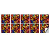 10 vnt./RINKINYS Spalvingi marmuro mozaikinių plytelių lipdukai Virtuvės Vonios Spintos Stalviršio apdaila Lipnūs vandeniui atsparūs plytelių lipdukai 10cm×10cm×10pcs raudona/mėlyna